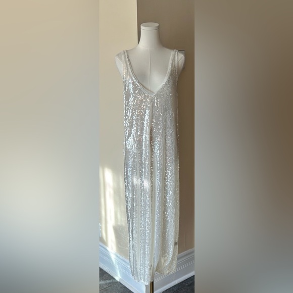 ZARA white sequins midi dress size extra small - Picture 10 of 16
